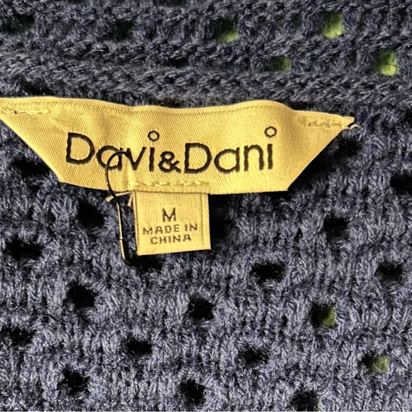 Davi & Dani Rainbow Color Block Open Crochet Knit Sweater Retro Indie Style Sz M - Picture 2 of 7